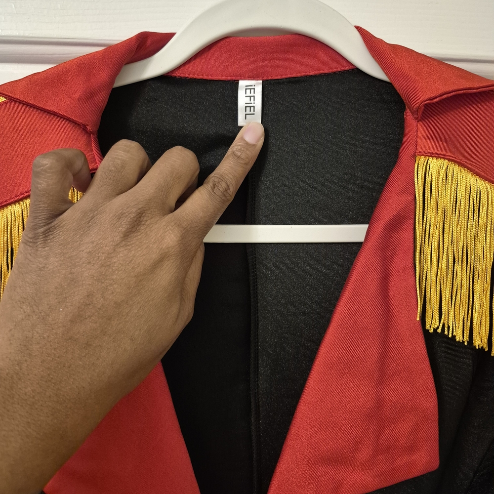 Black and Red Women's Jacket with Gold Accents - Picture 3 of 10